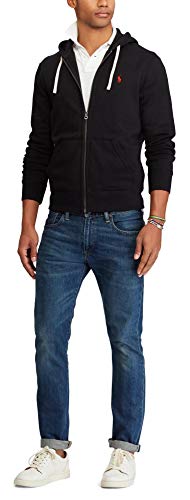 Ralph Lauren Polo Classic Full-Zip Fleece Hooded Sweatshirt, Black/Red/Red Pony, Medium #TOP3