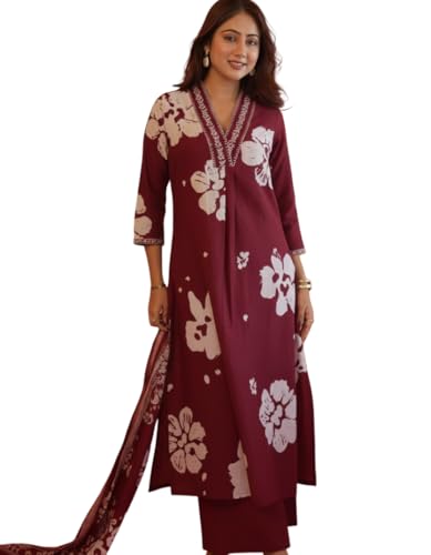 Image of Women's Mulmul Cotton Kurti with Pant and Dupatta