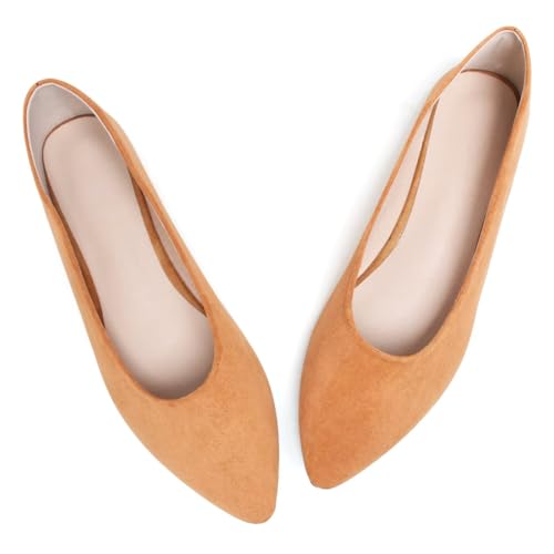 Image of Dear Time Women's Pointed Toe Ballet Flats Simple Casual Office Work Flats Slip-on Comfortable Shoes