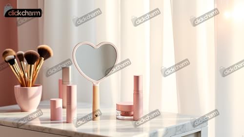 Image of Compact Travel Handheld Mirror with Comfy Handle for Makeup - Small Wood Hand Mirror, Single-Sided Reflection Hanging Hole (Pack of - 1)