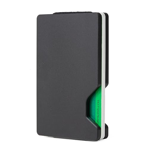 Image of Minimalist Carbon Fiber Wallet for Men, Money Clip Cash Strap Wallet, RFID Blocking Metal Wallet Aluminum Card Holder,Front Pocket Wallet(Matte Black)