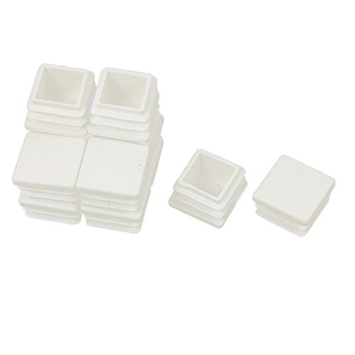 Sourcingmap 20mm x 20mm Plastic Square Tube Inserts End Blanking Caps White 12Pcs