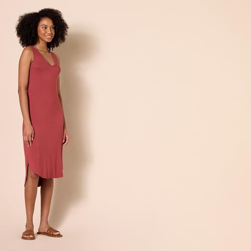 Image of Amazon Essentials Women's Jersey Regular-Fit Sleeveless V-Neck Midi Dress (Previously Daily Ritual)