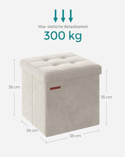 SONGMICS Sitzhocker mit Stauraum, Faltbar, 131 L, Samt – Ansicht 5