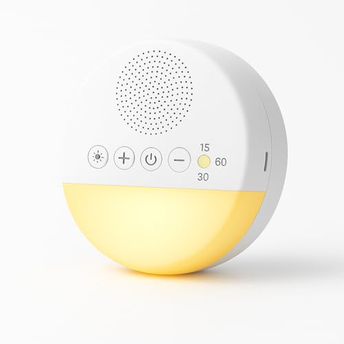 Máquina de Som Ruido Branco White Noise Sleep Machine Aparelho de Som Ruído Branco com 20 Sons Calmantes, Luz Noturna e Timer – Acalma Bebês, Melhora o Sono de Crianças e Adultos