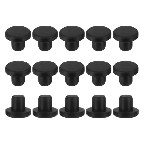 Image of uxcell 15Pcs Silicone Hole Plug, Waterproof Solid T-Shaped Rubber Stoppers Bottle Seal Tube Pipe Plug End Cap for 10mm /0.39 inch Hole for Bathtub Bottle, 0.39 inch Plug Height, Black