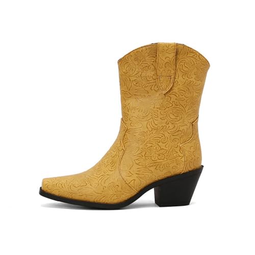 DEERBUNNY Women's IN2 Cowgirls Boots Block Heels Western Ankle Boots Square Toe Fall Cowboy Short Booties Country Concert Boots2