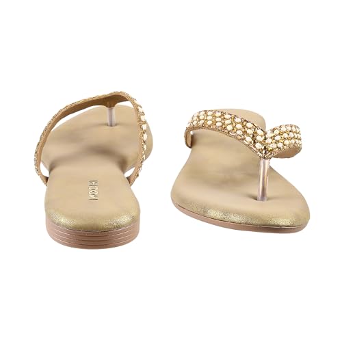 Image of Mochi Women Flat Beaded Ethnic Chappal