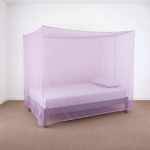 Image of Yuvraz Mosquito Net for Bed | Foldable & Breathable Bed Net with Strong Mesh | All-Round Protection from Mosquitoes, Flies & Insects Ideal for Double /Single Bed (Purple, 4 * 6.5 ft)