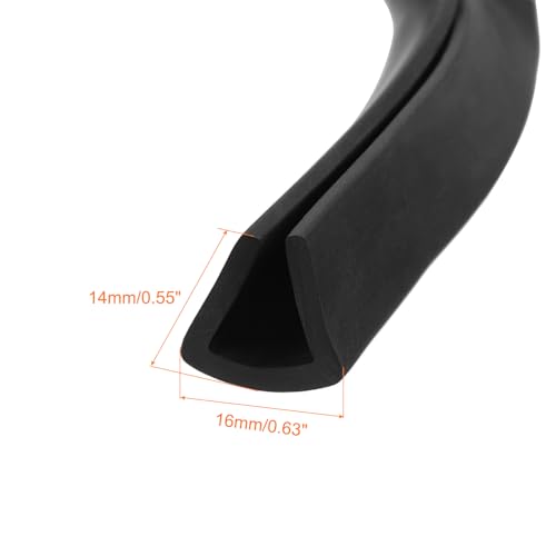 QUARKZMAN Kantenschutz Gummi Kantenschutzprofil, 3 Meter Länge U Profil Kunststoff Schutzleiste Kantenschutz, Flachtyp Kederband für 11,5-12mm Kanten Bleche, (16mm B x 14mm H) Schwarz