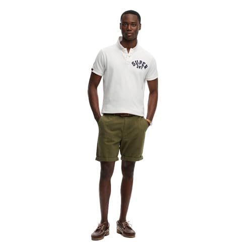 Superdry Premium Textured Chino Short Pantalones, Olive Houndstooth, 30W Unisex Adulto