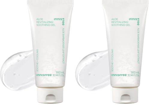 Image of Innisfree Aloe Vera Revital Soothing Multipurpose Gel with Jeju Aloe Vera Extract 300ml For Face, Body & Hair |Glowing & Soothing Skin |All Skin Types (Pack of 2)