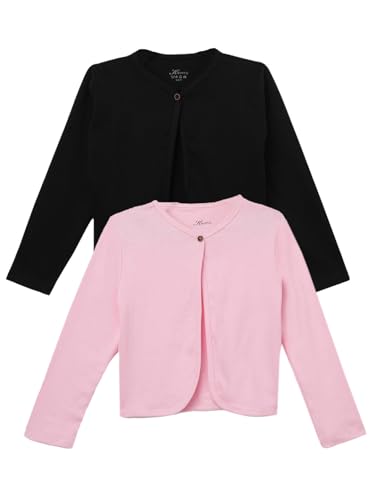 Image of KRYPTIC Kids Girls Regular Length Cotton Shrug - Pack of 2 Soft, Lightweight Open-Front Layers for Stylish Everyday Wear and Casual Outfits.