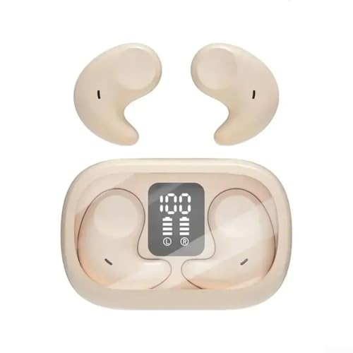 EXTRWORY M51 - Auriculares para dormir con pantalla digital para Tws, auriculares inalámbricos para dormir con mini invisible para deportes al aire libre con batería de larga duración (piel)