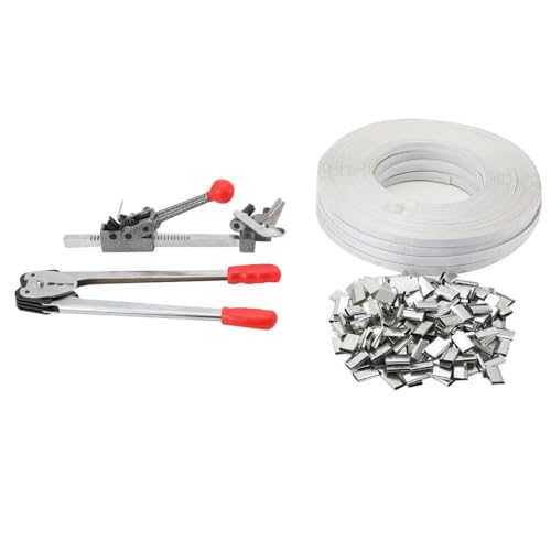 Lfhelper Manuelles Umreifungsset Umreifungsspanner Und schneider Robustes PP- Stahl-Banderolierungs Und Versiegelungswerkzeuge Bündelgerät für 12-16 mm Umreifung Palettenband-Banding-Kit