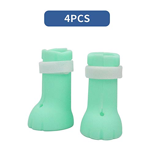 Vingtank 4 Piezas de Botas antirrayas para Gatos, Funda de Silicona para pies de baño para Mascotas, Zapatos Ajustables de protección para Las Patas de Gatos para el baño en casa