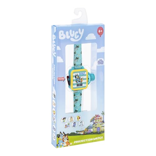 accutime bluey kids digital projector watch with 6 image slides adjustable character strap digital lcd display bright projection button fun for preschool ages wrist size 5534834