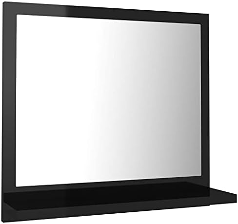 vidaXL Bathroom Mirror Plain Rectangle Modern Frame Bathroom Glass Mirror Wall Mounted Washroom Furniture Toilet Indoor Black Engineered Wood
