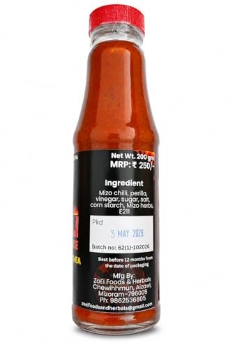 Image of ZoEi Foods & Herbals Sweet Mizo Chilli Sauce | Sweet & Spicy Sauce Made with Authentic Mizo Birdseye Chilli | 200g