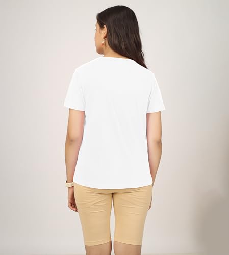 Image of KYDA KIDS Girls White T-Shirt 100% Cotton Antibacterial | Half Sleeve Round Neck | Plain White School Uniform T-Shirt | Soft Breathable Summer Wear Kids