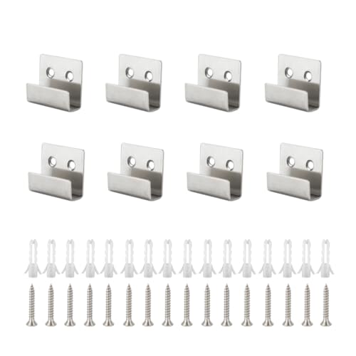 Image of Tile Display Wall Hanger, 8 Pcs Stainless Steel Wall Mount Brackets Hook, Heavy Duty Tile Hanger for Mirrors, Picture Frame Ceramic Wall Display (Silver Inner Width 10mm /0.39 inch)