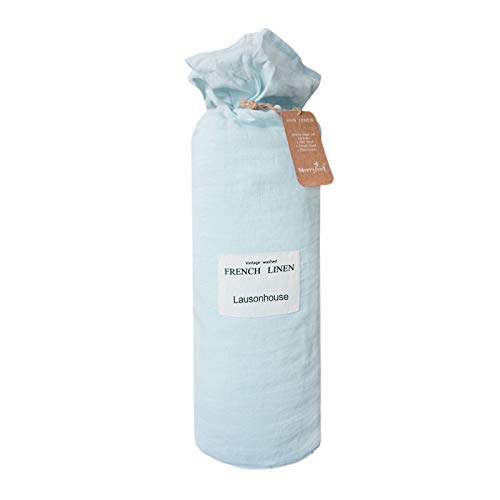 Lausonhouse Linen Bedding Sheet Set,100% French Linen Sheet Set,Deep Pocket,4 Pieces- Queen- Light Blue - Thumbnail 2