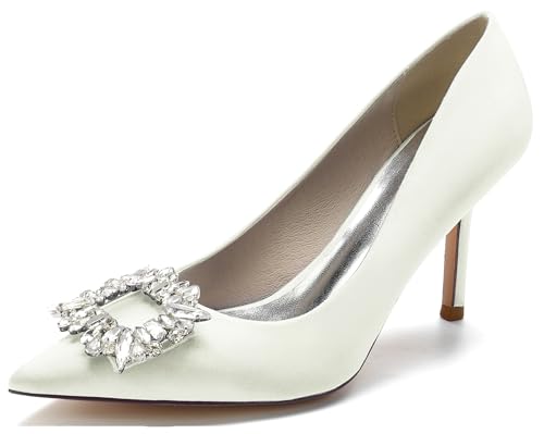 Hanfike Outdoor Wedding Shoes for Women Slip-on Bridal Party Evening Pumps with Bows JY009