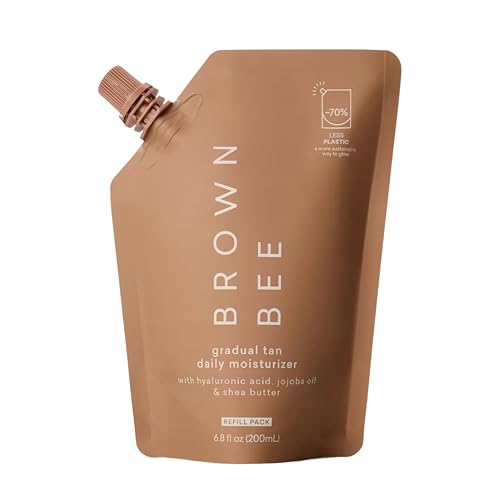 Image of Brown Bee Gradual Tan Daily Moisturizer Refill 200 ml - Eco Refill Pouch of 4-in-1 Gradual Self Tanner with Hydrating Skincare Ingredients