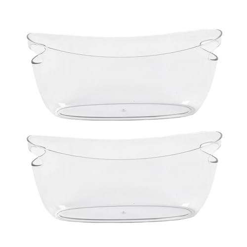 Cubo de hielo transparente para champán, juego de 2 recipientes de PET de 5L con cucharas 4