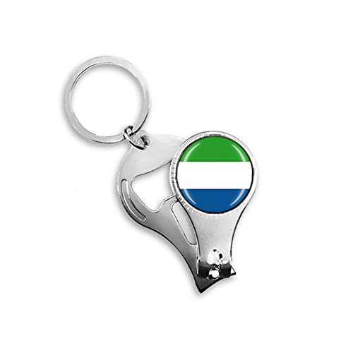 Sierra Leone 国旗 ビール栓抜き ネイルクリッパー メタルガラスクリスタルキーチェーン 旅行土産 ギフト キーリングアクセサリー