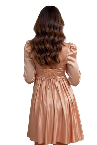 BITALY Sweetheart Satin Homecoming Dresses Short for Teens Long Sleeve A Line Pleated Mini Cocktail Dress BI2522