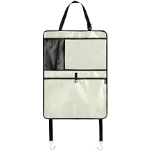 Cream Color Car Seat Back Protector Cover with Storage Organizer, 3 Pockets Back Seat Kick Mats, Travel Accessories, 2 Pack