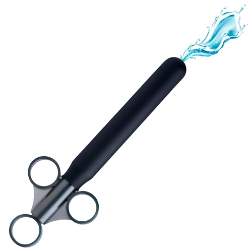 Cleanstream Smooth Lubricant Launcher, One Hand Use, Smooth Tube for Easy Inserting, Syringe, Toy Friendly, Cap Included to Prevent Leakage, 8.5 Inches, Unscented, Black, 1 Count
