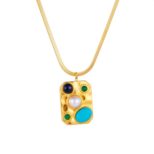 Collier perles carrées turquoise, l'accessoire bohème idéal pour vos tenues d'été et de vacances