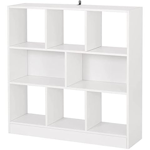 WOLTU Bücherregal Raumteiler Regal Bücherschrank Standregal Lageregal Aufbewahrungregal mit 8 Fächern Aktenregal für Wohnzimmer, Kinderzimmer und Büro, Weiß SK021ws Cover