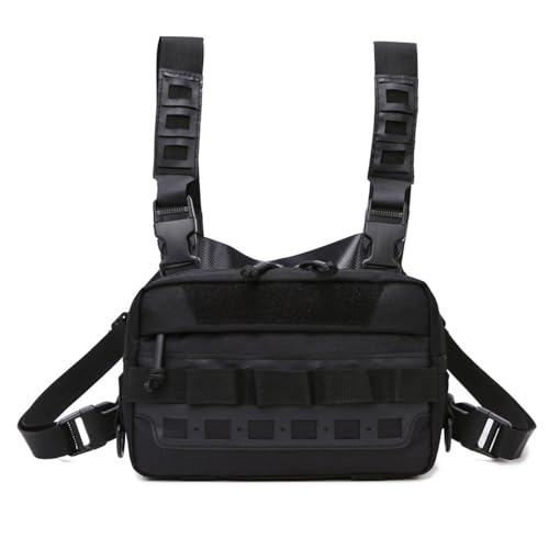 Sac de Poitrine Tactique, Gilet Réglable Molle, Chest Rig Modulaire, Pochette Pectorale Multipoche pour la Chasse et la Course à Pied