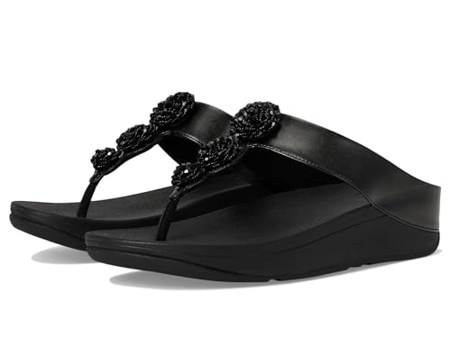 Image of FitFlop Fino Beadie-Button Metallic Toe-Post Sandals