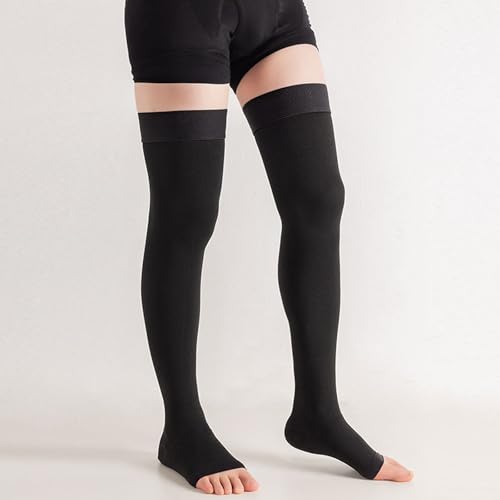 Image of 20-30 mmHg Thigh High Compression Socks for Women and Men,Toeless Compression Stockings,Leg Compression Sleeve,Varicose Veins Treatment,Over the Knee Compression Socks for Travel Flight Pregnant.