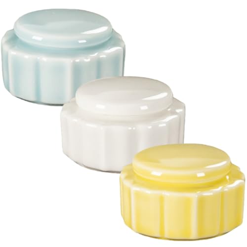 SWETRACE 3 Envases de Cerámica Redondos para Cosméticos y Bálsamo Labial con Tapa, Dispensadores para Maquillaje, Ideales para Viaje y Camping, Fáciles de Limpiar