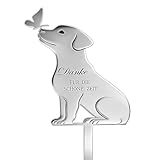 FIUTEKO Gedenktafel Hund Grabstein, Gedenkstein Hund, Grabplatte mit Gravur Hund, 30x15cm Garten grabschmuck wetterfest, grabdekoration wetterfest für Tierbesitzer Haustier Andenken