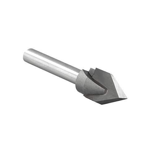 POWERTEC 60 Degree V-Groove Router Bit, 1/4" Shank, 1/2" Cutting Diameter, 1/2" Cutting Length, Carbide End Mill CNC Engraving Bit for Routers &amp; CNC Machines, Sign and Plaque Carving (73007)