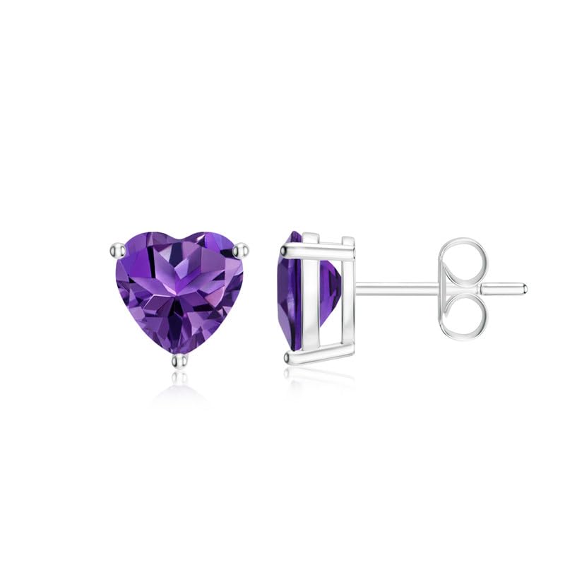 Image of Goldhartz Sterling Silver Genuine, Created or Simulated Birthstone Gemstone 7mm Heart Stud Earrings