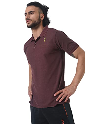Image of CAHOOT Men's Basic Activewear Polo T-Shirt for Casual Wear | Spread Collar | Short Sleeve | Half-Button Closure | Polyester Jersey T-Shirt Crafted with Comfort Fit for Everyday Wear