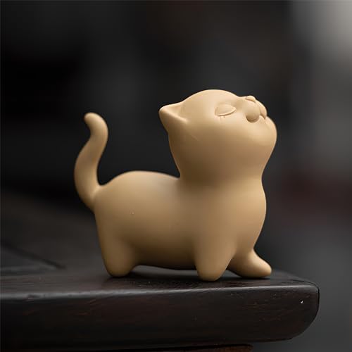 Estatua de Gato de Barro Púrpura Hecha a Mano miniatura 2