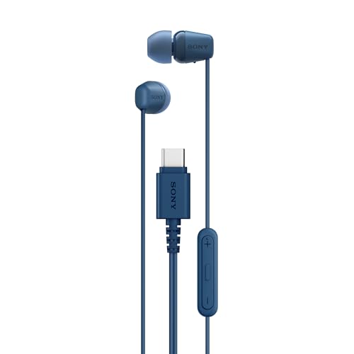 Image of Sony IER-EX15C Wired in Ear Type C Headphones, in-Line Remote for Volume & Mute Function with Mic, Tangle Free Serration Wire, Compatible with USB-C Devices, High Sound Quality (Blue)