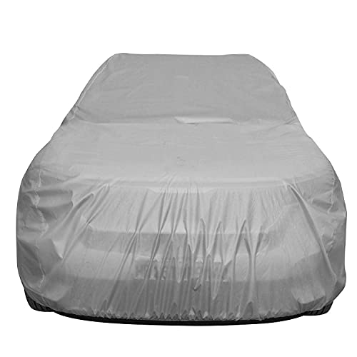 Allextreme TC7002 Car Body Cover Compatible with Toyota Innova Crysta Custom Fit Dustproof UV Heat Resistant Indoor Outdoor Body Protection (Silver Without Mirror)