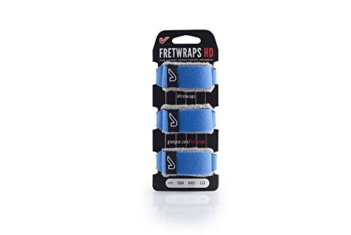 GruvGear HD-FretWrap - Pack de 3 accesorios de amortiguación/sordina profesional (tamaño pequeño), color verde, azul celeste