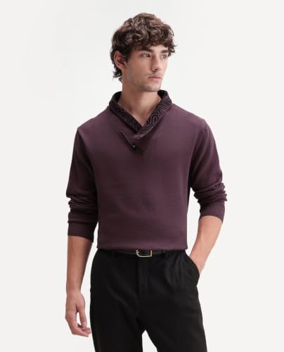 Image of Men's Denver-A26 Regular Fit Paisley Cotton Quarter Zip Sweater