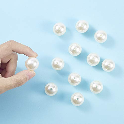 Airssory 20 Pcs Imitated Pearl 20mm Acrylic Plastic Loose Beads Round Bubblegum White Ball Bead Bulk for Bracelet Necklace Earrings Jewellery Making DIY Craft - Image 4