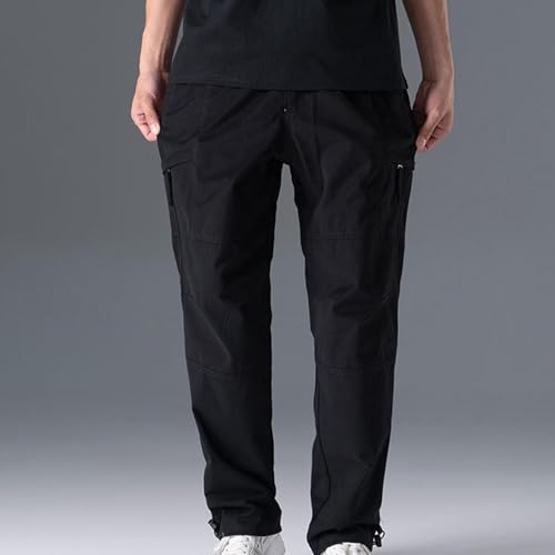 Men's Cargo Pants Lightweight Elastic Waist Baggy Casual Pants Stretch Slim Fit Pull On Work Quick Dry Trousers4